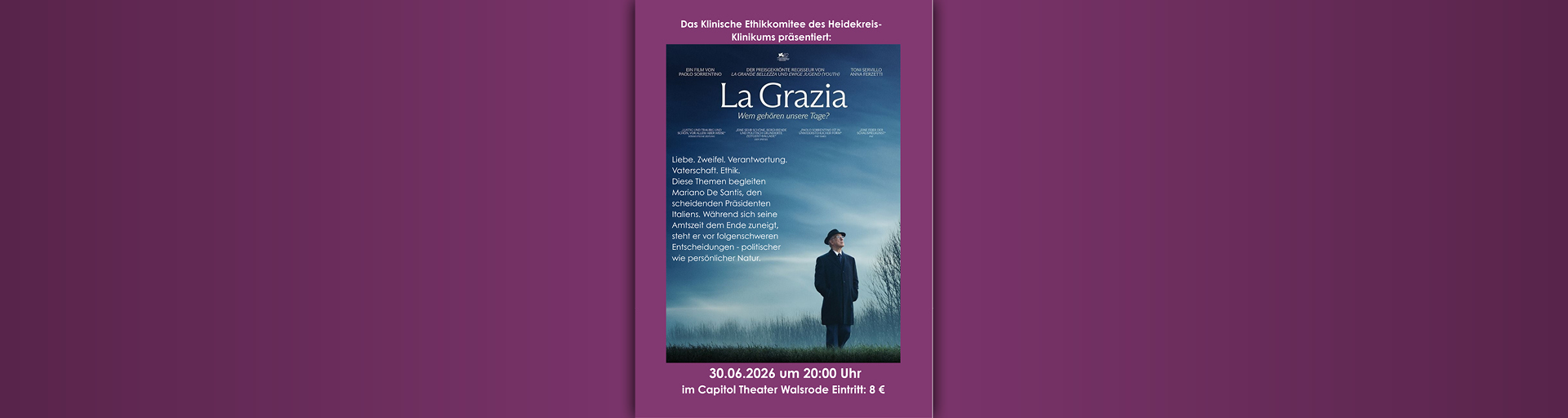 Das Filmplakat - ein Mann steht auf einer Wiese.